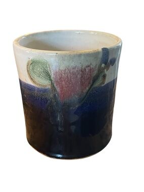 Studio Art Blue Pottery Crock Signed Coastal